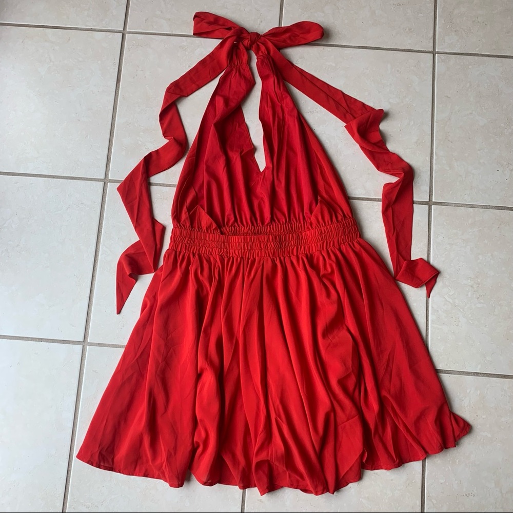 • NEW! Deep V Tie Back Mini Dress • - Picture 6 of 16